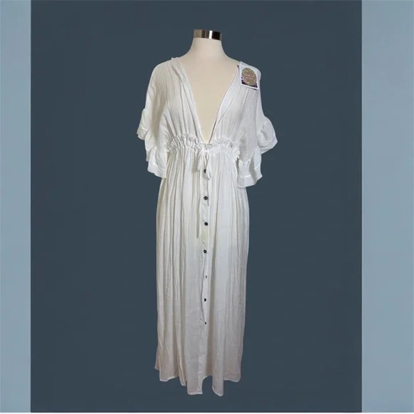 New Bohemian Long White Gauze Maxi Summer Dress - Picture 2 of 9